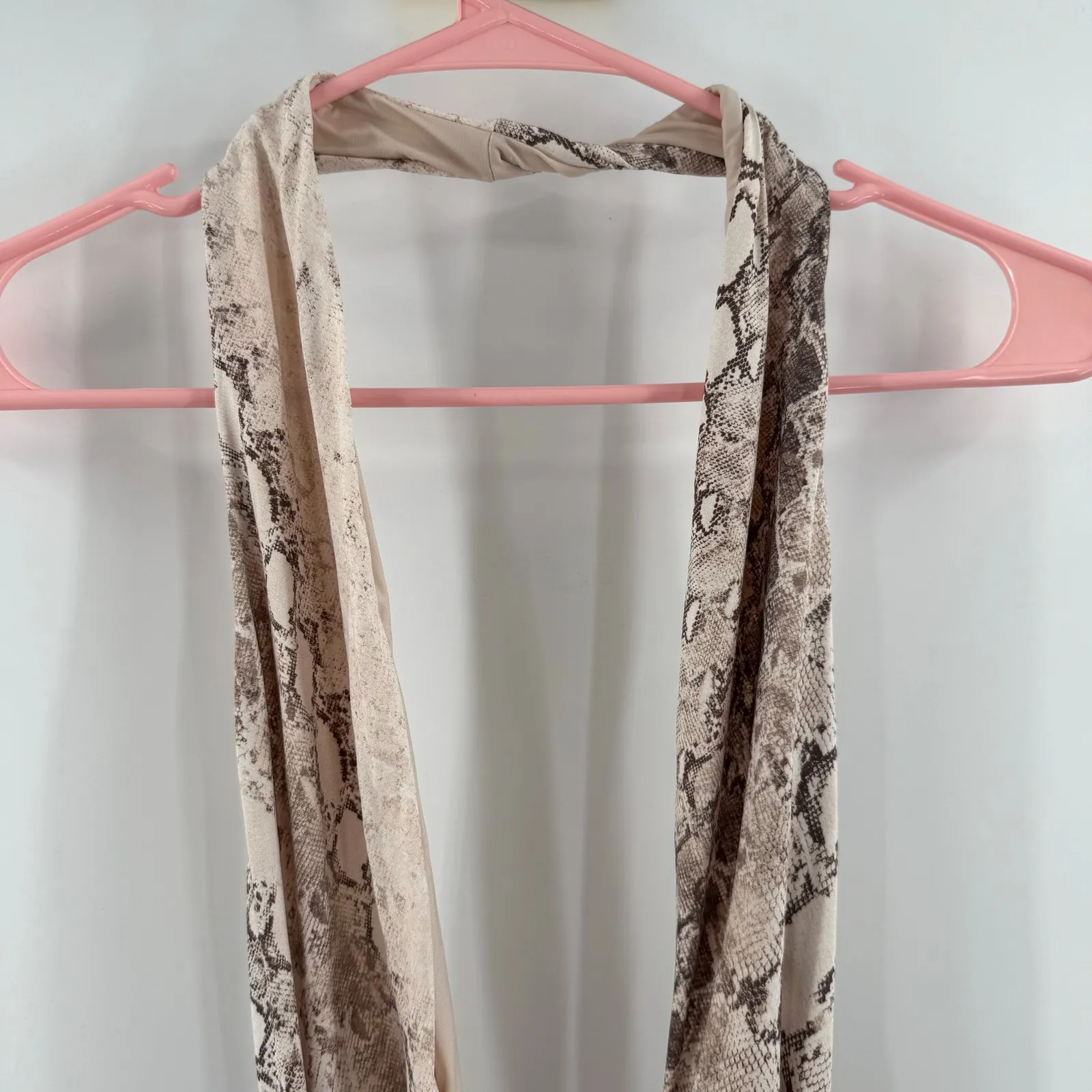 PQ Swim PILYQ Swimsuit Size Medium Alex Kaa Snake Print Halter One Piece NWT Brown - Image 13