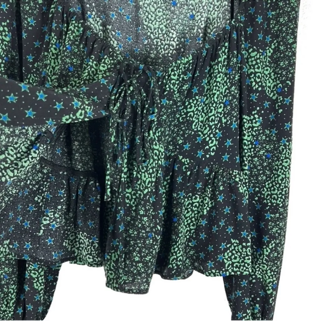 Topshop star whimsygoth mixed print split tie front flutter top size 12 - Image 6