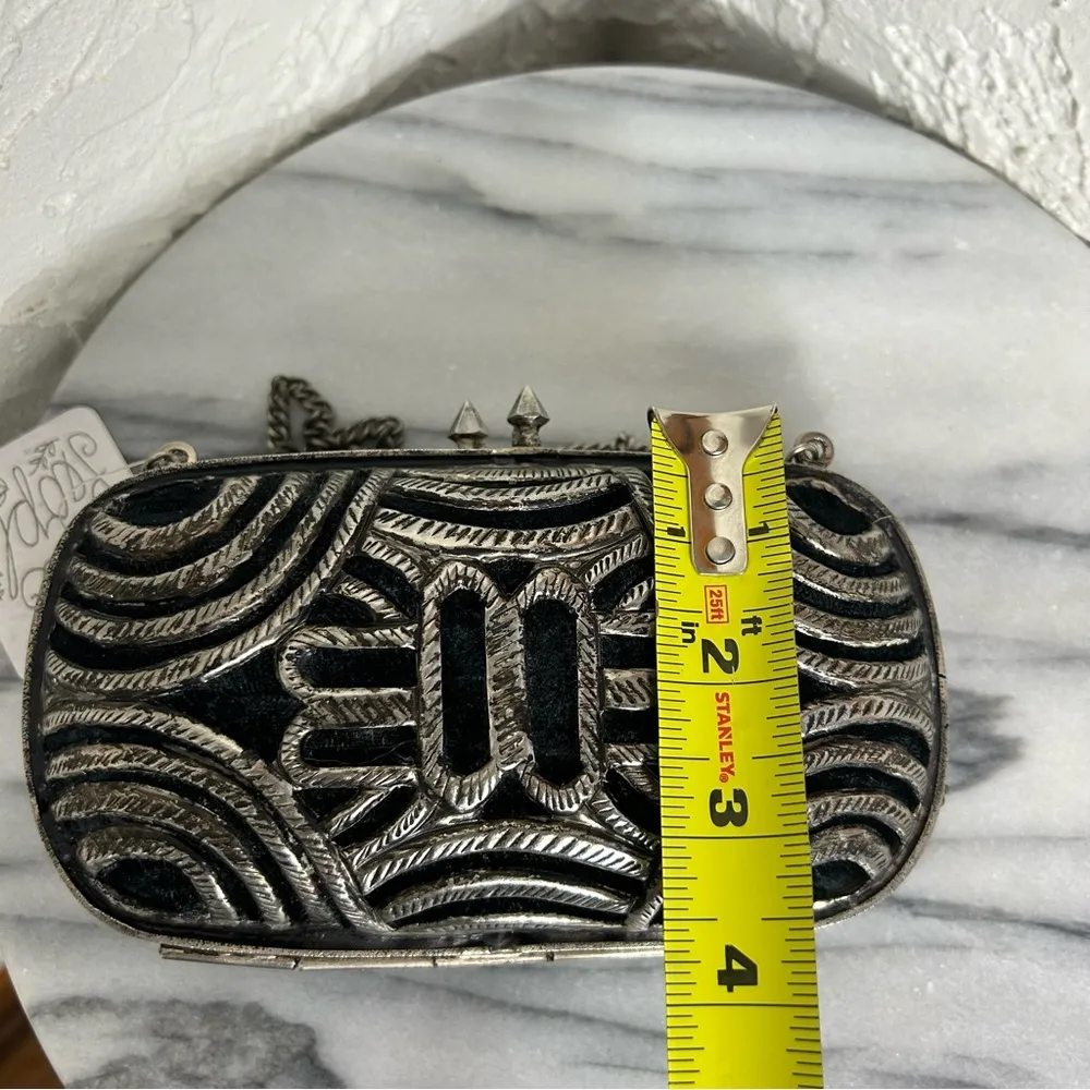 Free People | Metal Cage Silver Black Chain Crossbody Purse NWT - Image 14