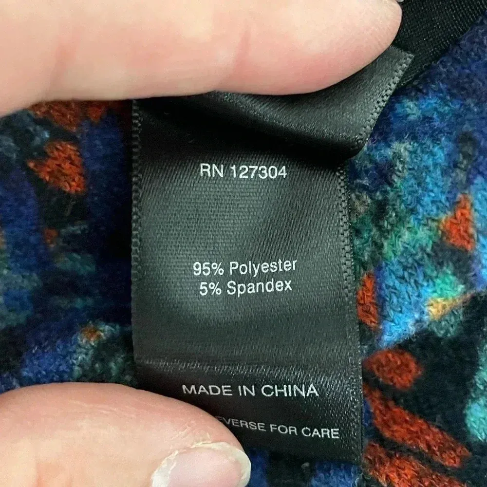 Ali Miles Abstract Artsy Colorful Cowl Neck Tunic Long Sleeve L Large Lagenlook Orange - Image 5