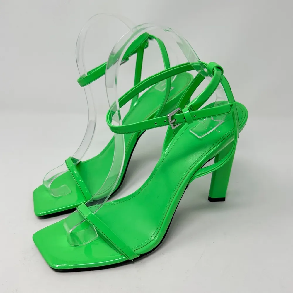 Marc Fisher Arthur Lime Green Ankle Strap Sandal Heel, NEW, Size 8.5, MSRP $130 - Image 2