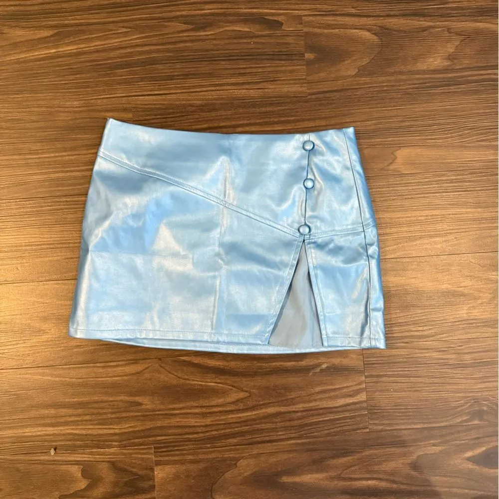 Superdown Blue Asymmetrical Wrap Mini Skirt - Image 6