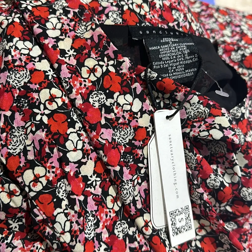 NWT Sanctuary  Floral Print Chiffon  Long Sleeve Front Cut-Out Midi Dress - Image 4