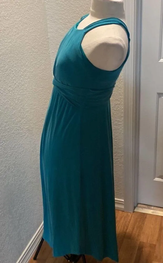 Maeve Azores Halter Dress in Teal/Turquoise EUC Sz XS Stretch Anthropologie - Image 3