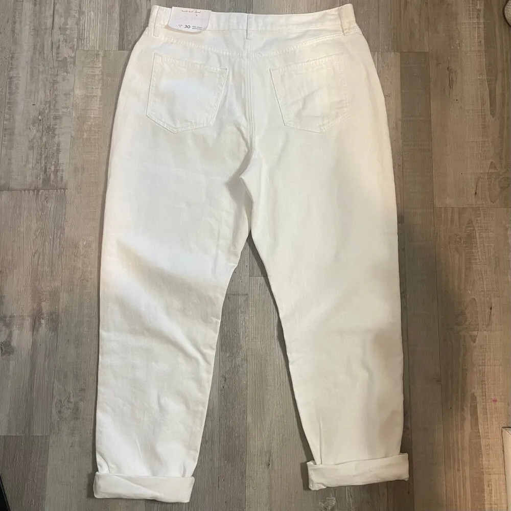 NWT Loft High Rise Slim Pocket Boyfriend Jeans in White Sz 10/30 - Image 2