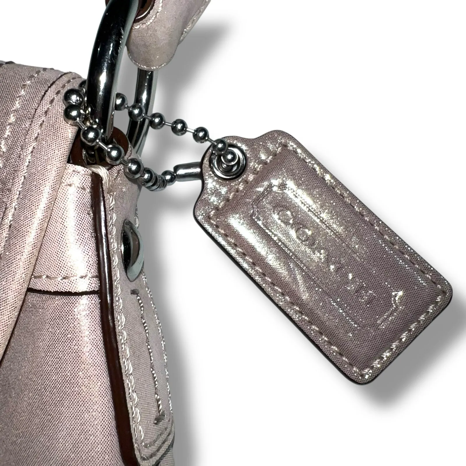 Coach Soho Y2K 1990s Pleated Leather Sufflette Bag Flap Buckle Champagne F15204 - Image 3