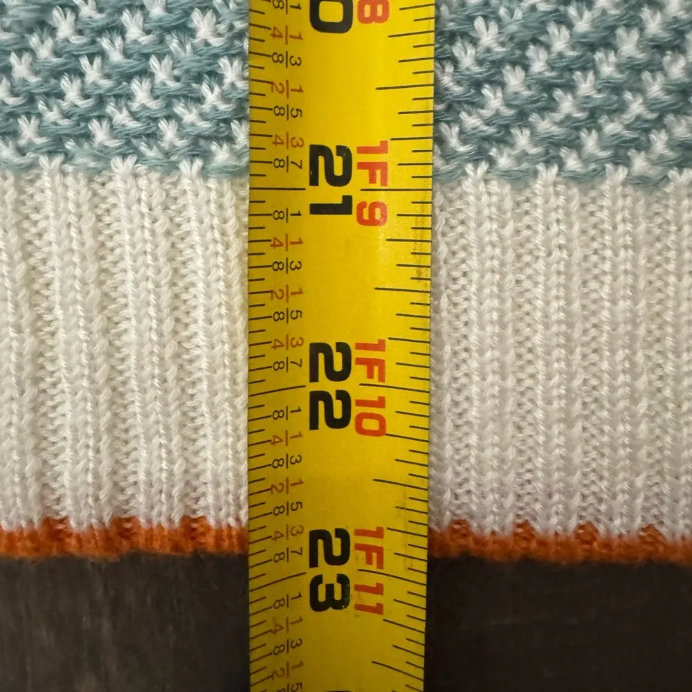 Democracy Cream and Blue Knit Sweater Size L Classic Casual Closet Staple Preppy - Image 12