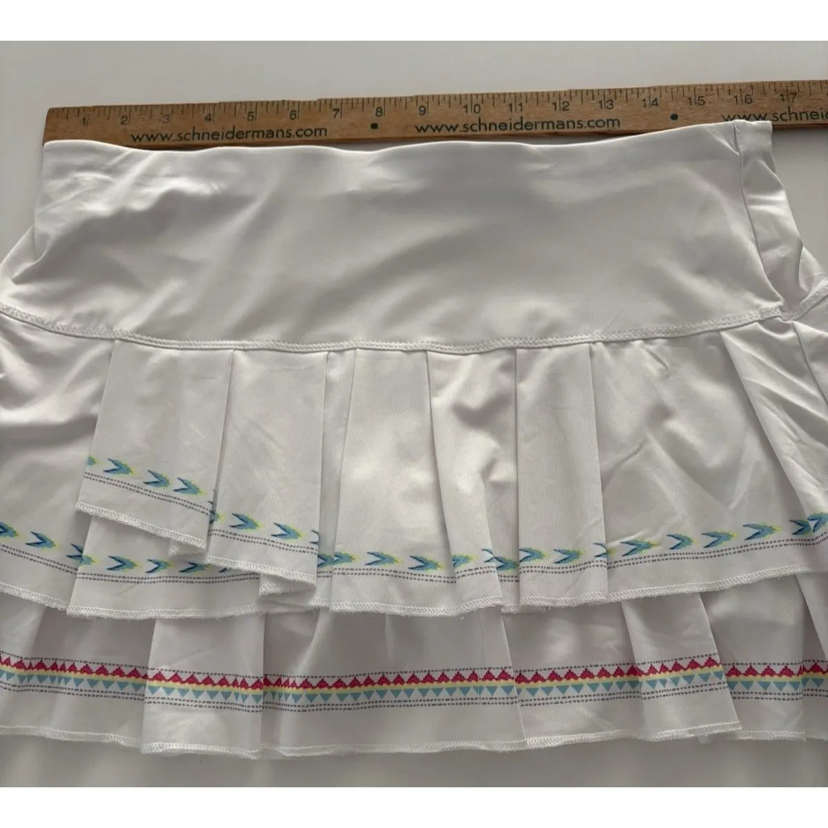 Lucky In Love Skort Skirt L White Tiered Pleats Tennis Golf Pickleball Size L - Image 6