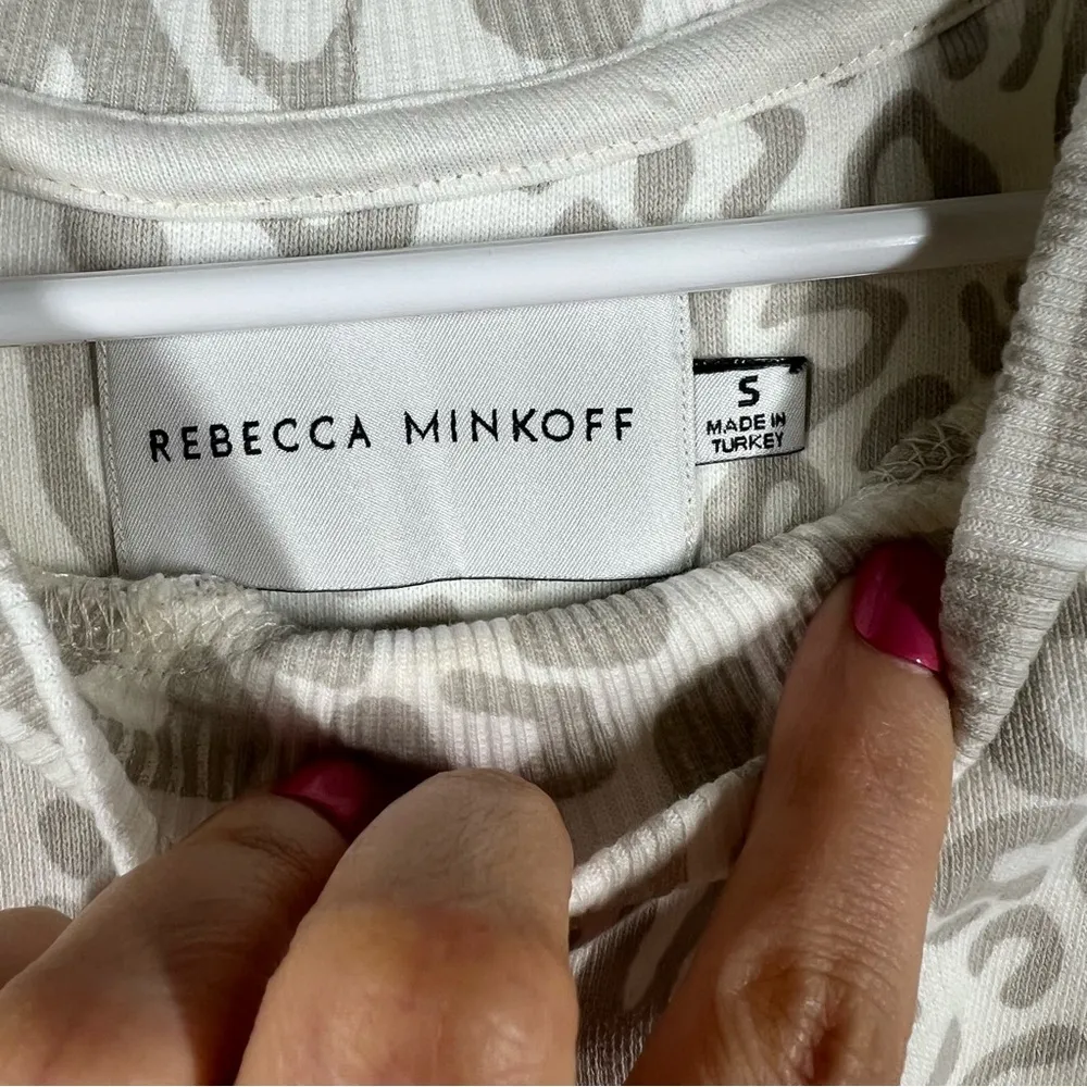 Rebecca Minkoff Cream‎ Grey Leopard Print Sweatshirt - Image 4