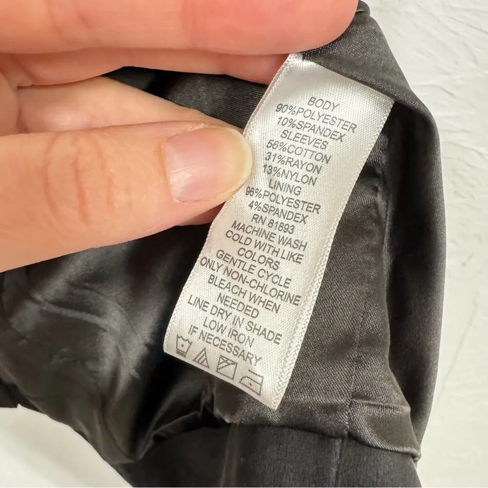 H By Halston Black Faux Suede Full Zip Long Line Duster Jacket Women’s 10 Preppy - Image 10