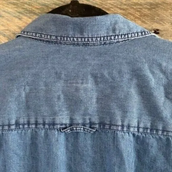 Bullhead‎ Denim Co Chambray Button Down Shirt Size Small Blue - Image 7
