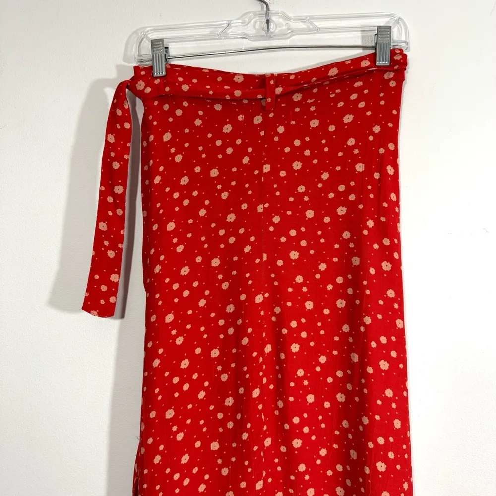 Faithfull The Brand Red Floral Wrap Skirt - Image 8