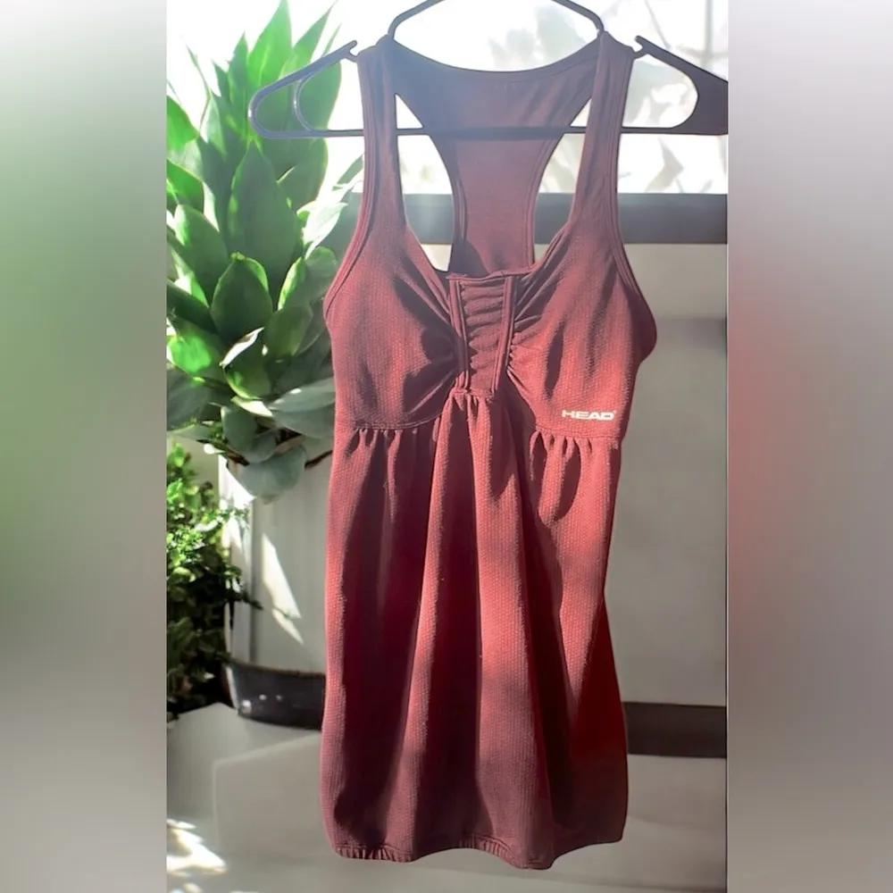 ℋℰ𝒜𝒟 Purple 𝒫ℒ𝒰ℳ Athletic Tank razorback built in bra pull string on bottom - Image 2