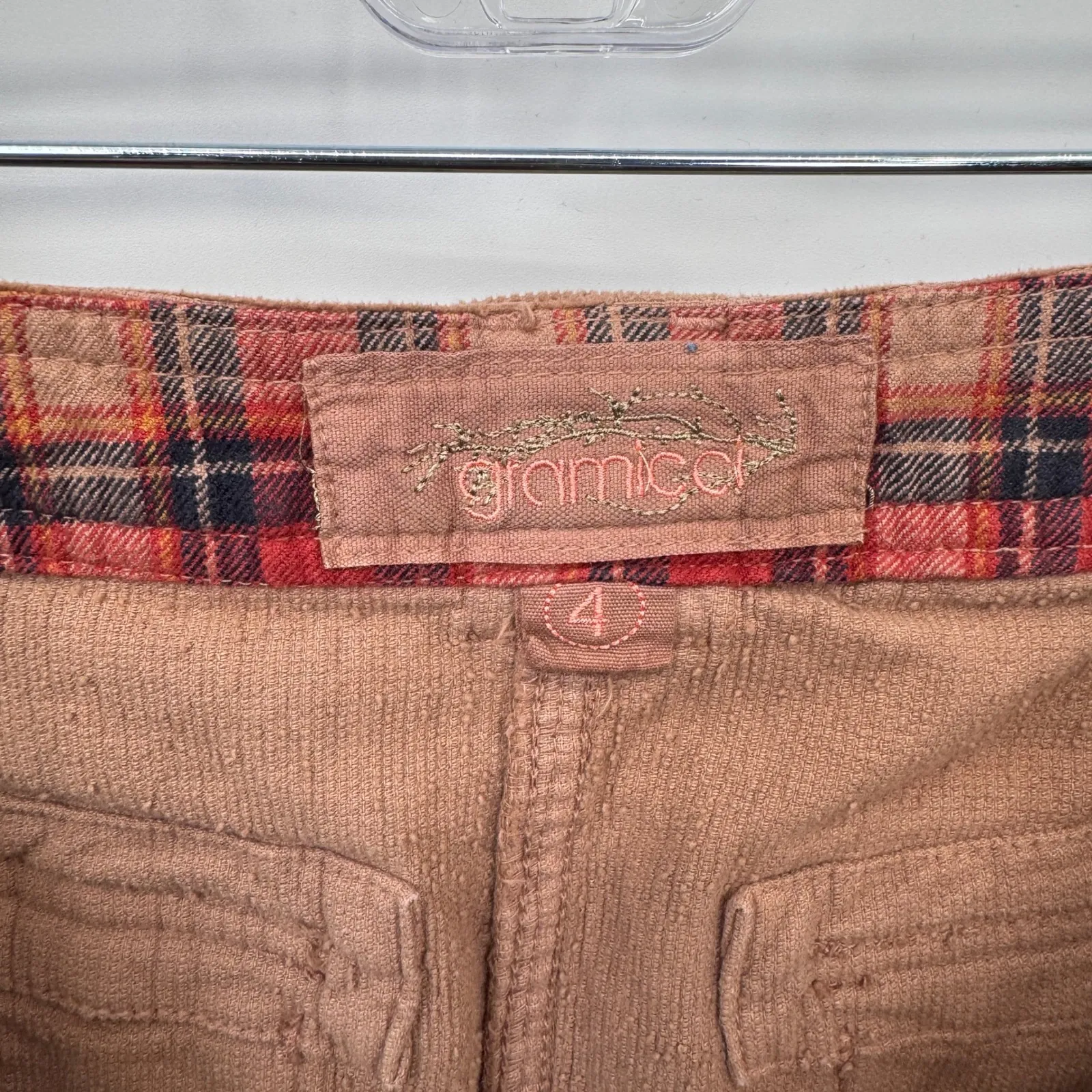 Y2K Gramicci Corduroy Cargo Mini Skirt Brown Utility Pockets Plaid Lined Size 4‎ - Image 7