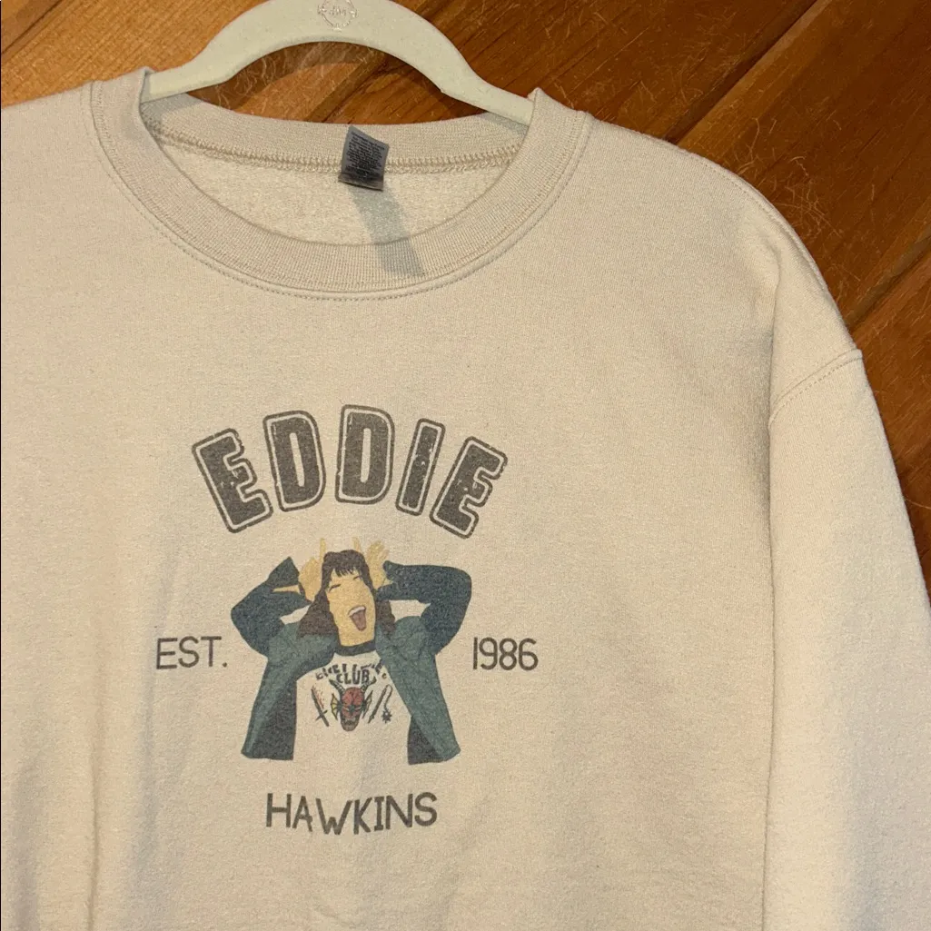 Stranger things Eddie Hawkins crewneck sweatshirt Tan Size M - Image 2