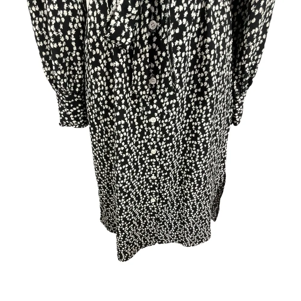 FRNCH Floral Print Black and White Midi Button Down Dress - Image 6