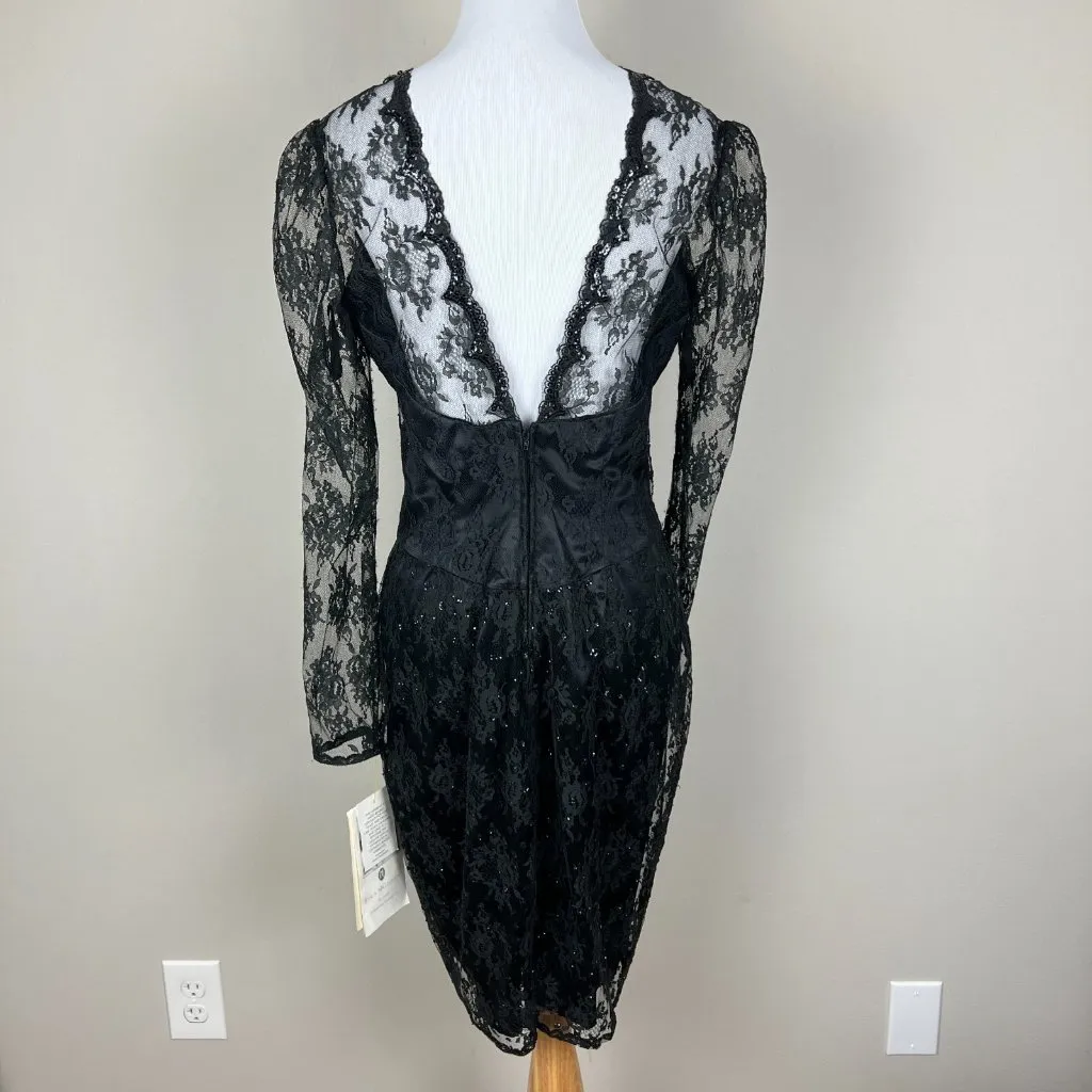 Gunne Sax Jessica‎ McClintock Dress 11/12 Sequin Lace Whimsigoth VTG Deadstock - Image 6