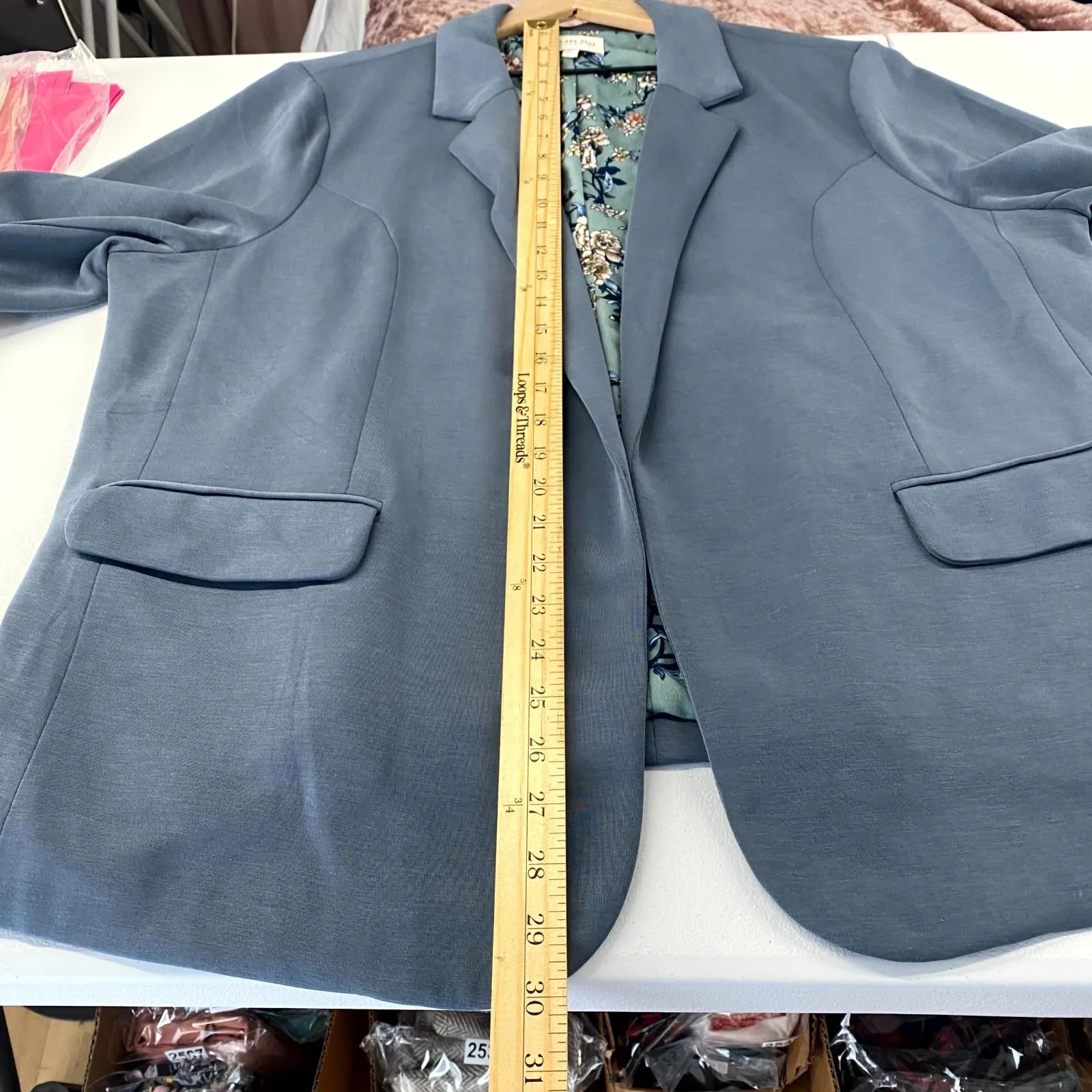 Skies are Blue Soft Curvy Blazer Women 2X Stretch Open Front Floral Lining - Image 14