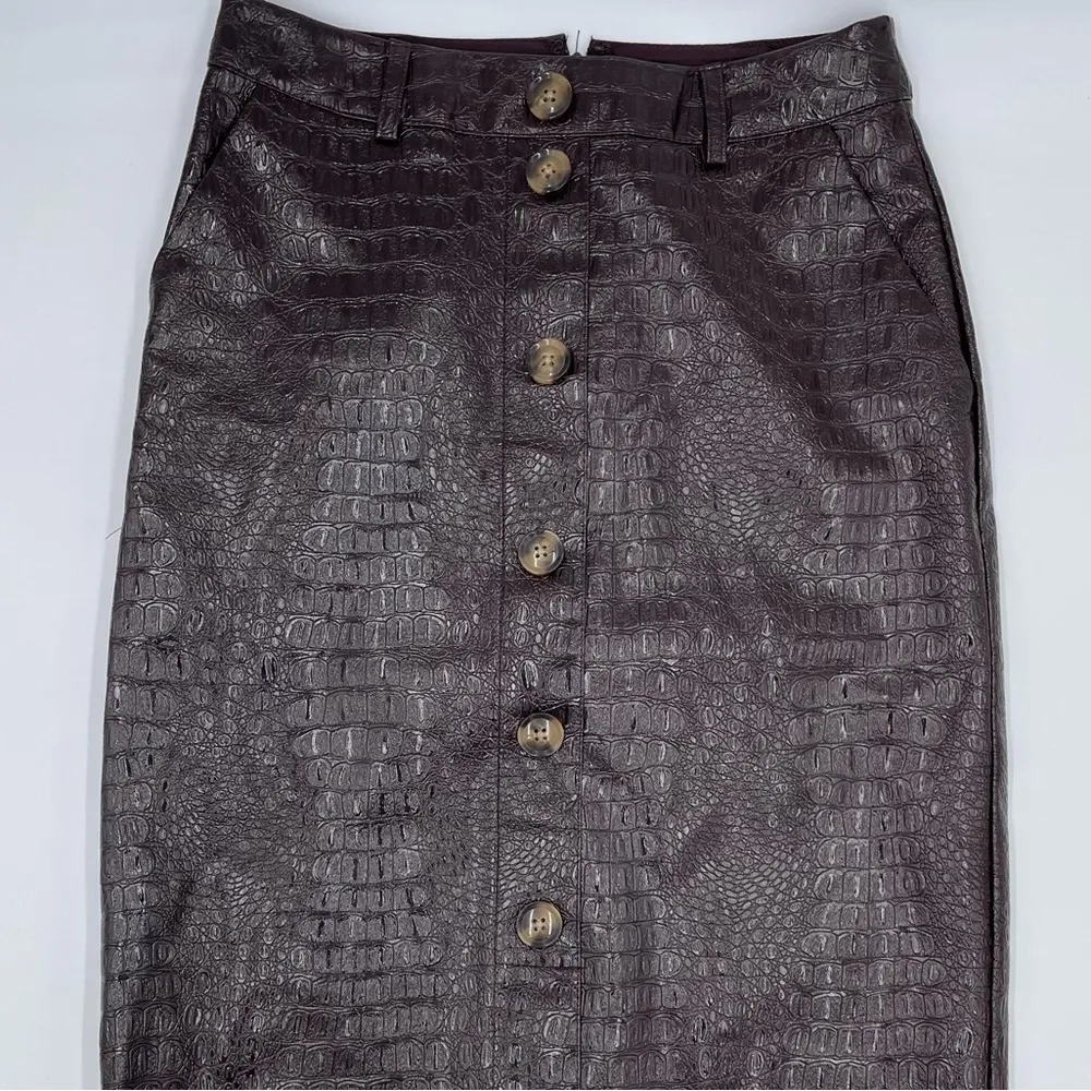 Rachel Comey x Target Brown Faux Crocodile Button Front Pencil Skirt Size 2 - Image 6
