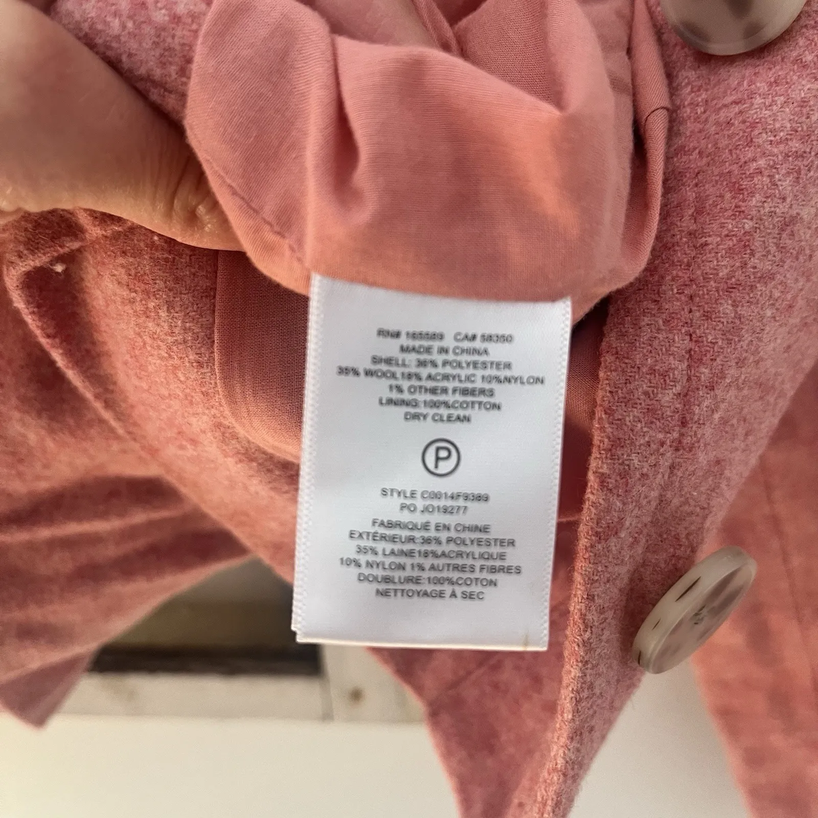 Joie  Delia Oversized Button-Down Jacket Pink Wool Blend with Button Closure S - Image 6