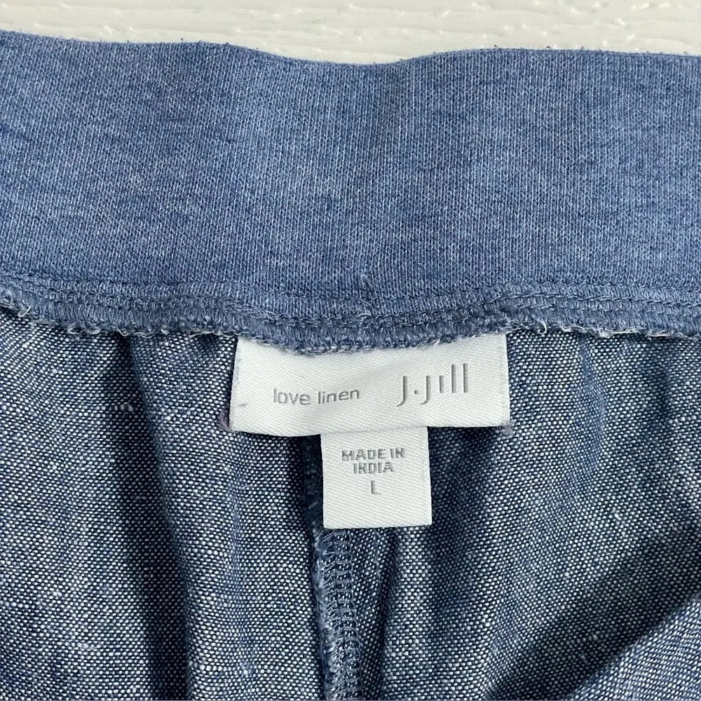 J. Jill Love Linen 100% Linen Blue Chambray Cropped Pull - Image 4