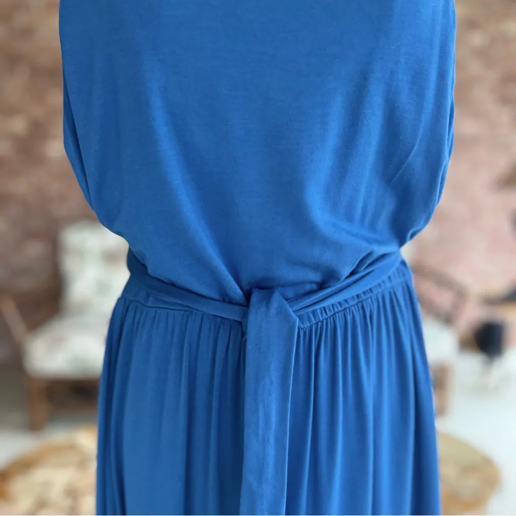 Rachel Pally Doutzen Jumpsuit Cropped Blue Knit Backless Wide Leg Sleeveless M - Image 5