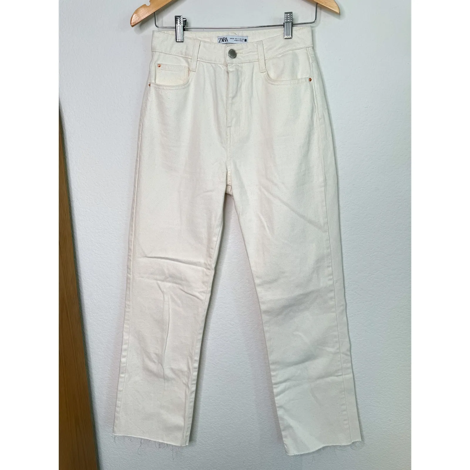 Zara Off White Denim Straight Leg Jeans - Image 2