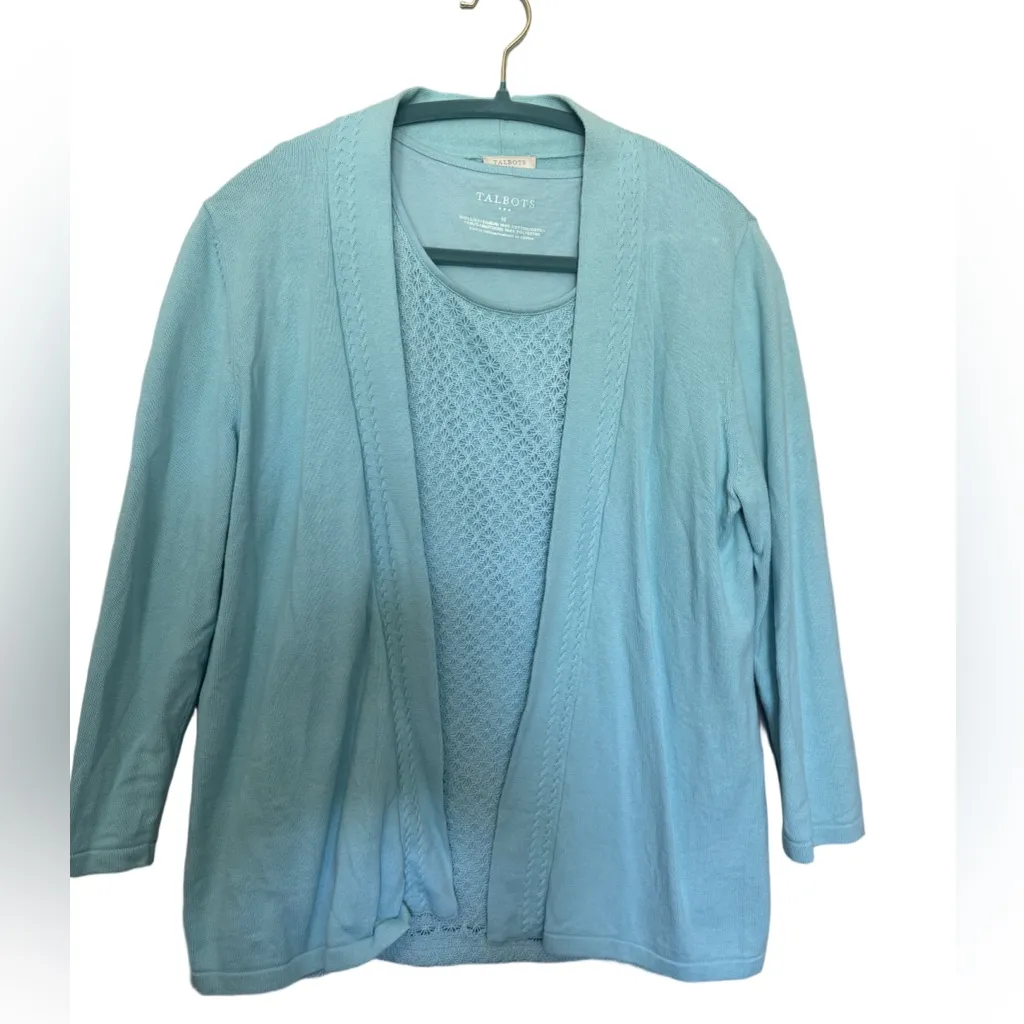 Talbots  Aqua Blue Cardigan and Shell Set - Image 2
