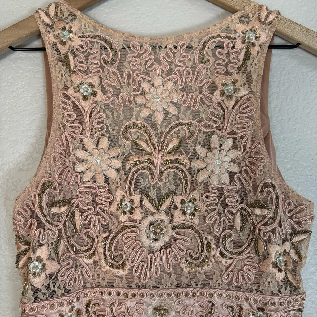 Y2K Sue Wong Nocturne Blush Pink Beaded Lace Mini Dress size 10 - Image 13