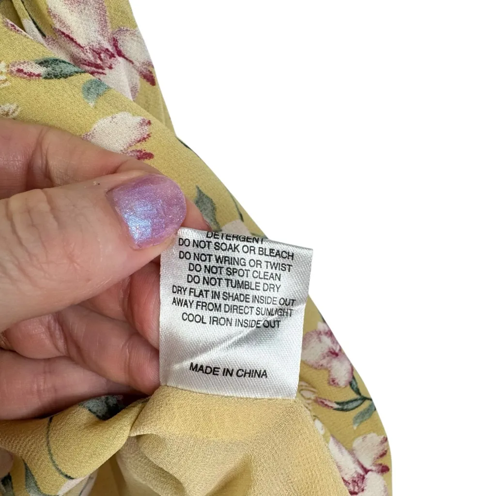 SABO SKIRT‎ Small Aloe Mini Dress Floral Yellow Golden Smocked Peasant Flowers S - Image 13