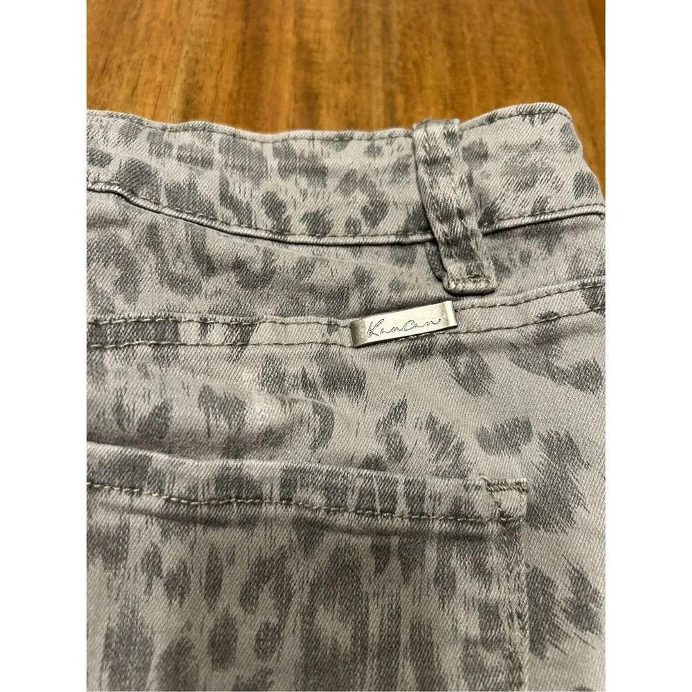 KanCan Women's Gray Leopard Print Denim Mini Skirt Size Medium Gray - Image 6