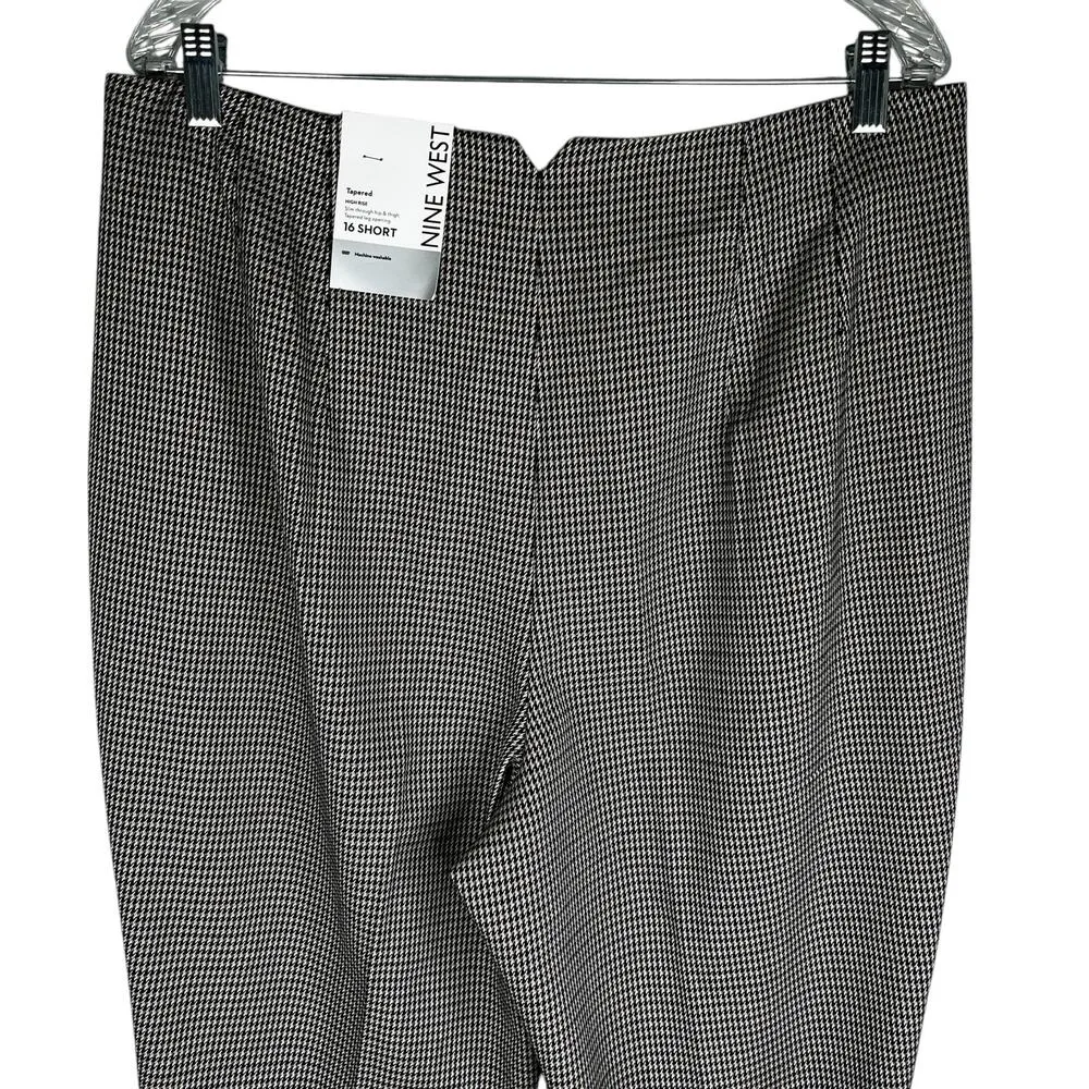 Nine West Dress Pants Tapered High Rise 16 Short Houndstooth New - Image 9