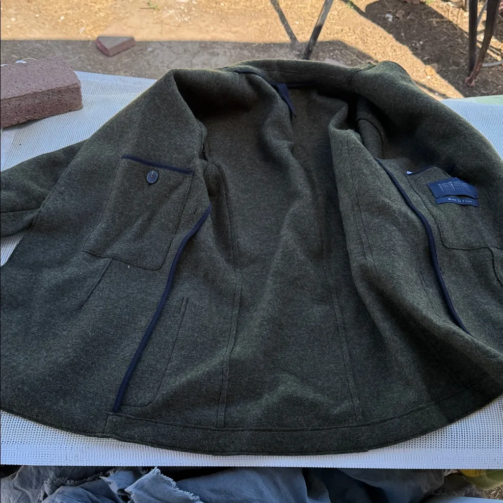 HARRIS WHARF LONDON WOMENS 46 100%VINGIN WOOL BLAZER Made Italy Green Olives Brown Size undefined - Image 10