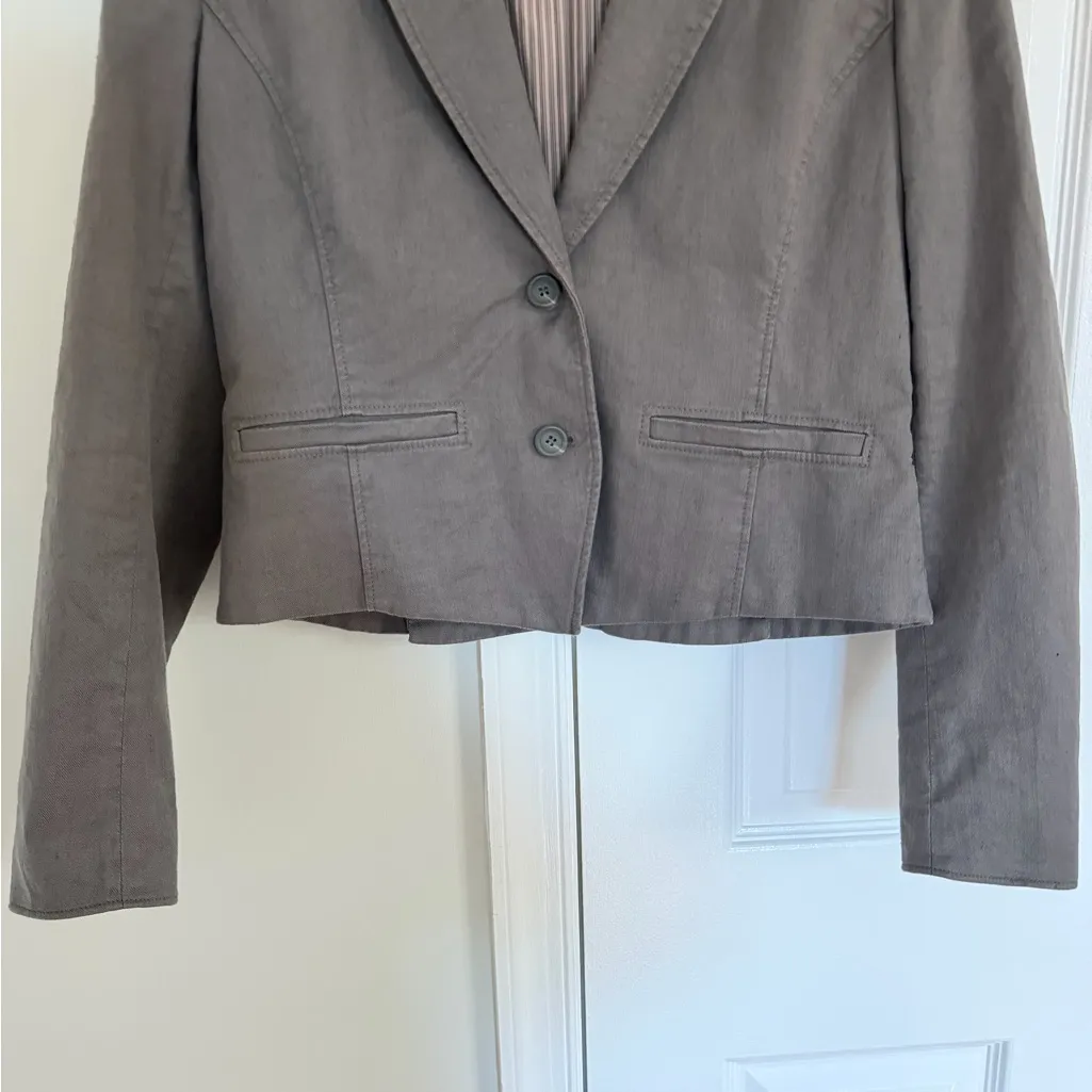 Peruvian Connection Blazer Jacket Linen Blend Size 12 Women's Neutral 2 Button - Image 3