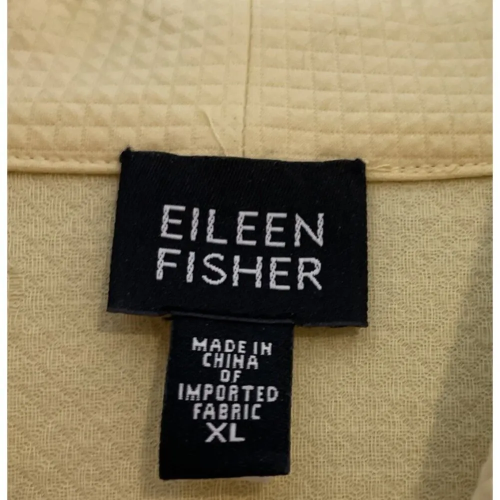 Eileen Fisher Size‎ XL Full Zip Jacket Pale Yellow Textured Lightweight Cotton - Image 5