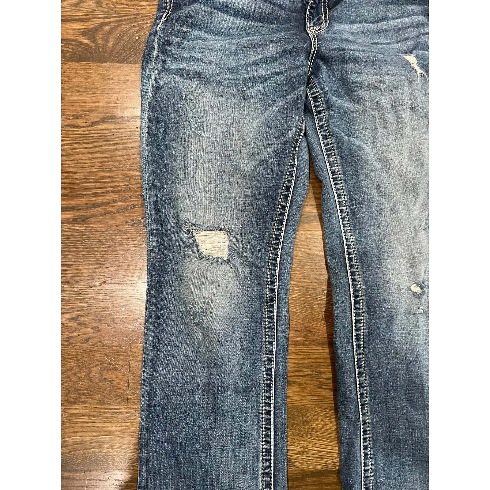 Miss Me Curvy Straight Jeans Size 29L Distressed Blue Denim Inseam 34 Women’s - Image 10