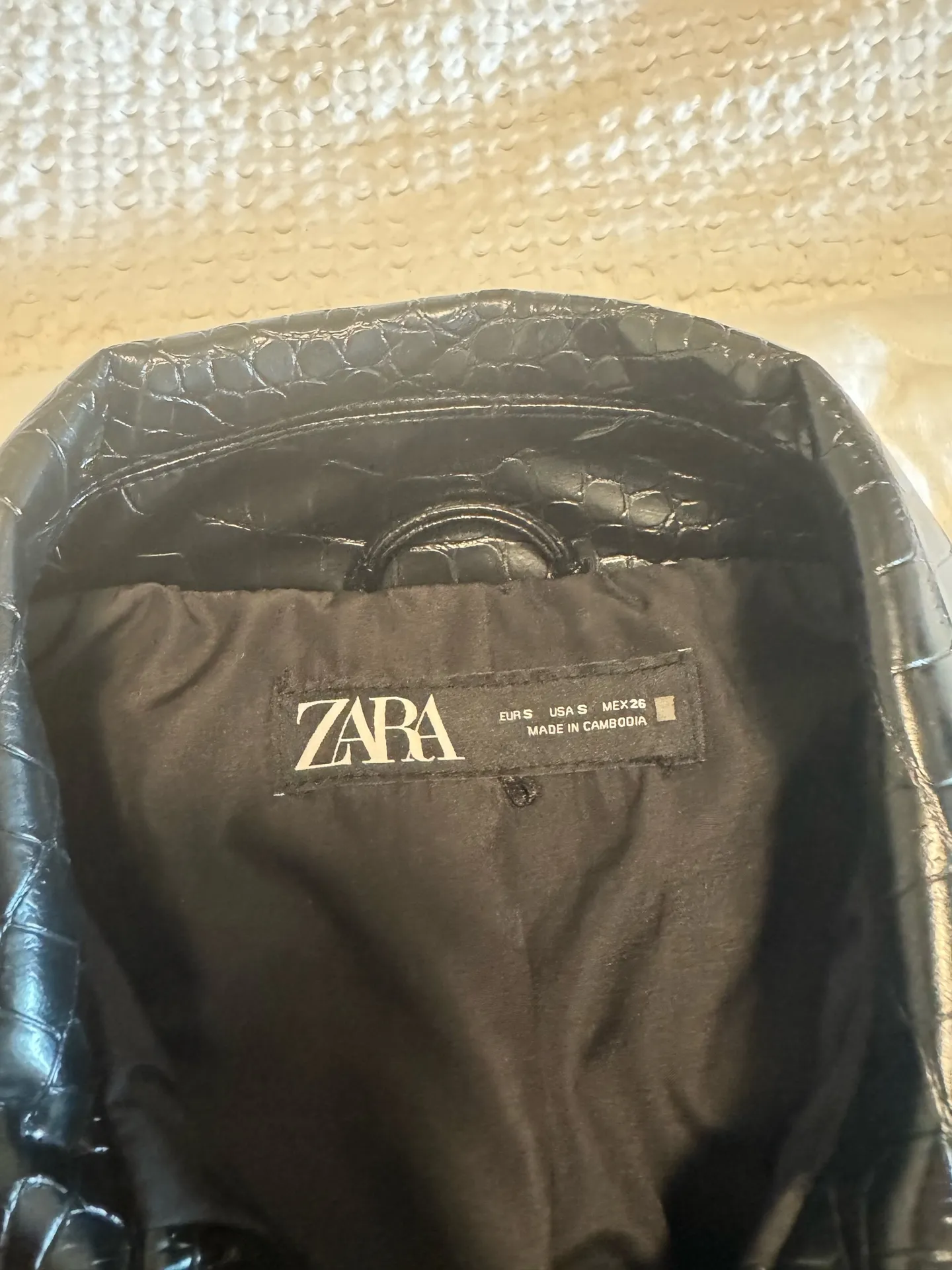 ZARA Faux Leather Crocodile Print Jacket - Image 4