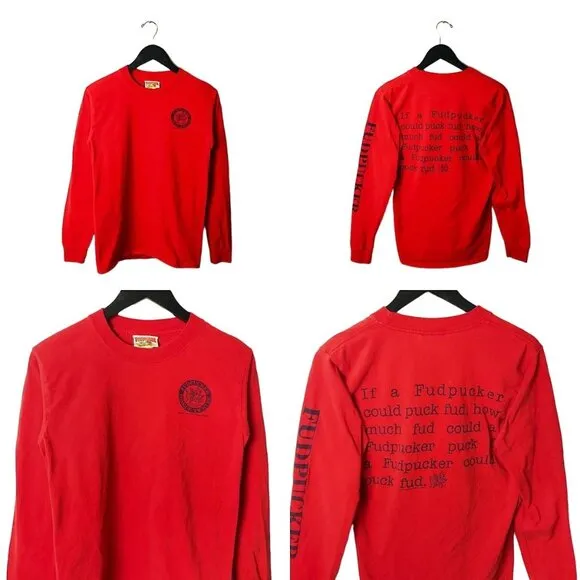 Fudpucker Tongue Twister T Shirt Vintage 90s Red Small S Graphic Tee Long Sleeve - Image 2