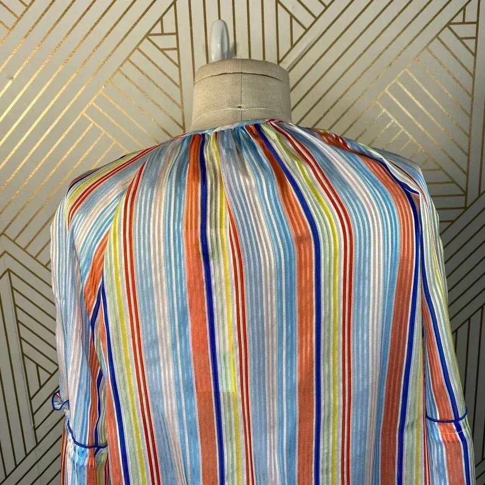 Tanya Taylor‎ Illa Silk Blouse Summer Stripe Print - Image 9