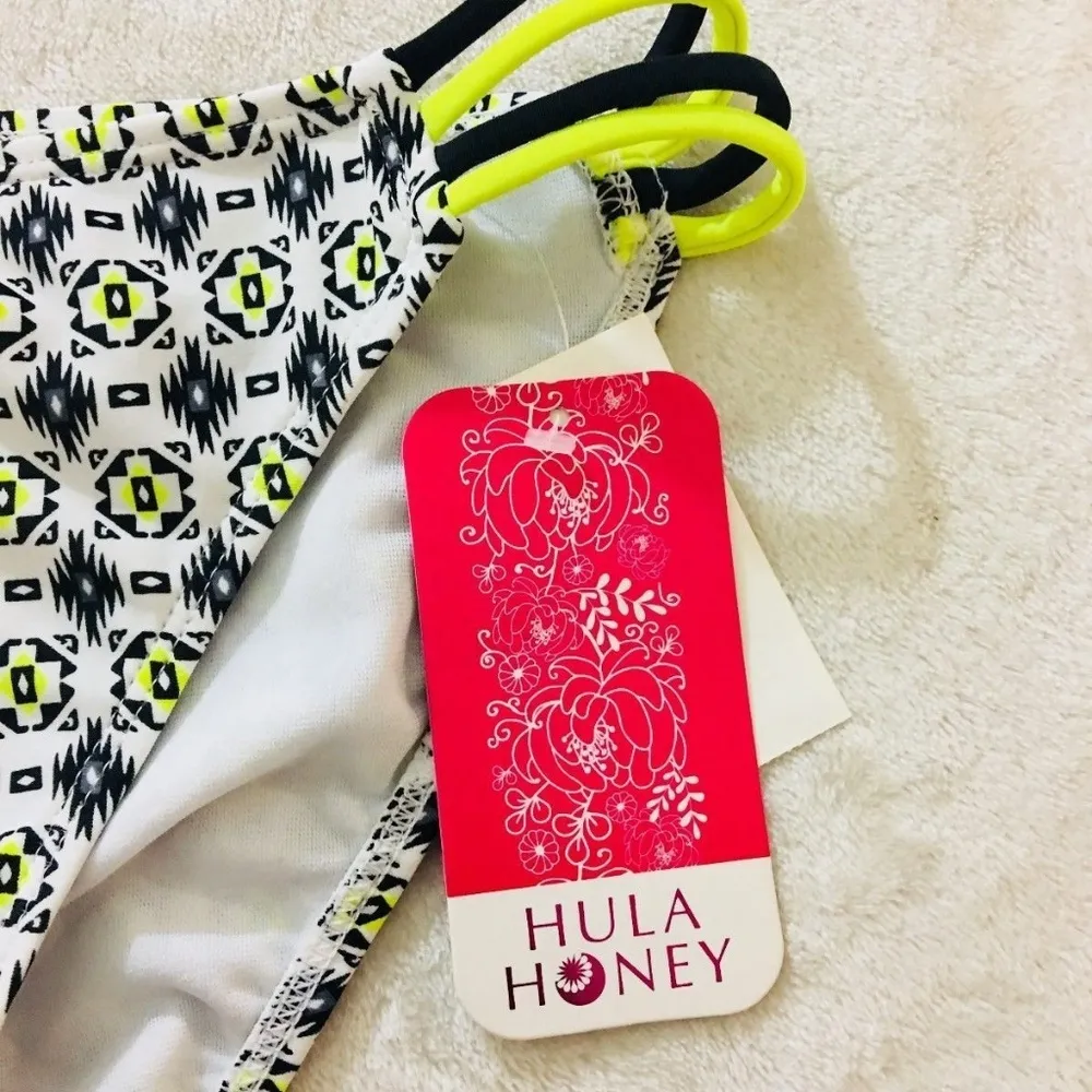 Hula Honey Bikini Bottom Small Volt Black White - Image 3