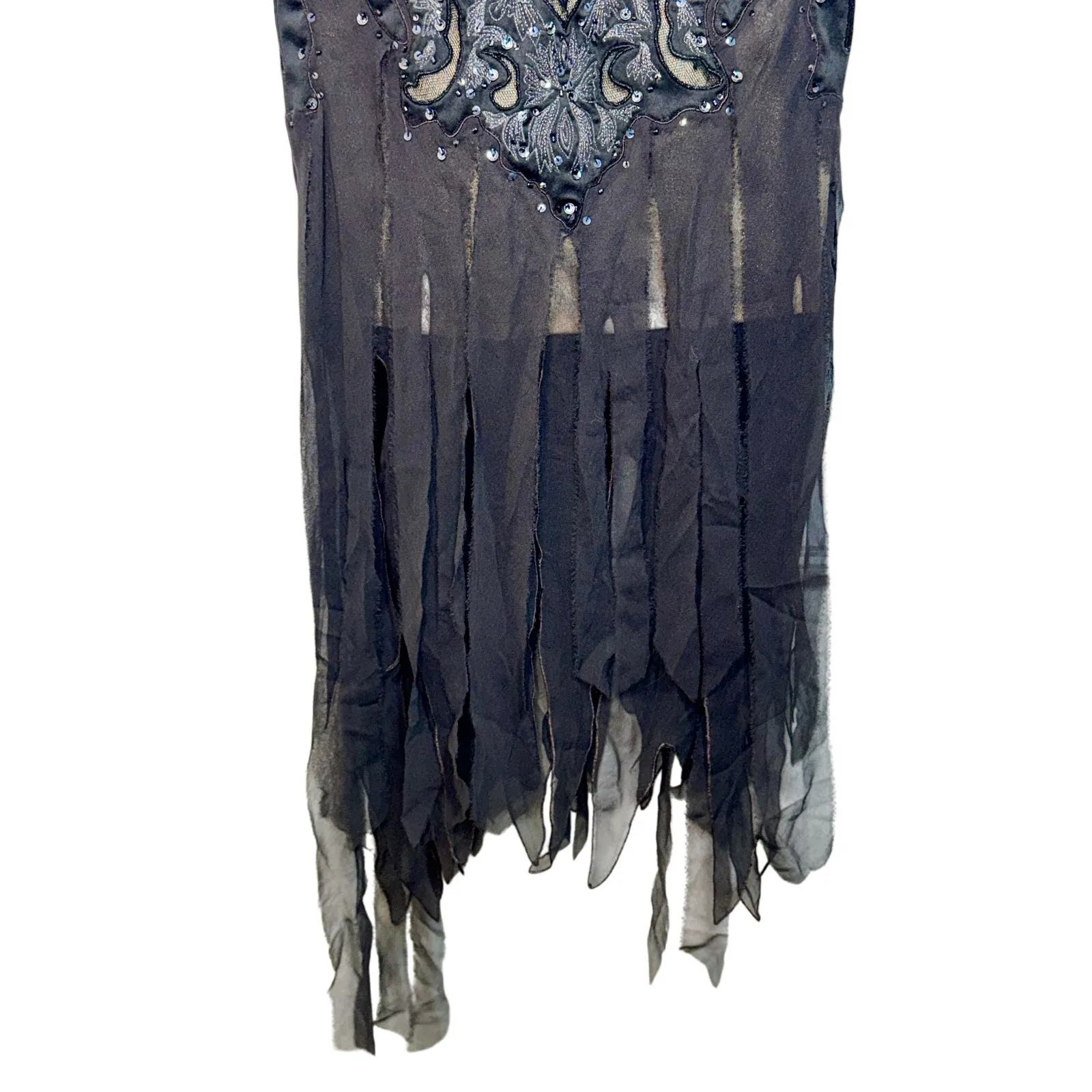 NWT Mandalay Black Silver Beaded Sequin Short Mini Evening Dress Womens Size 4 - Image 5