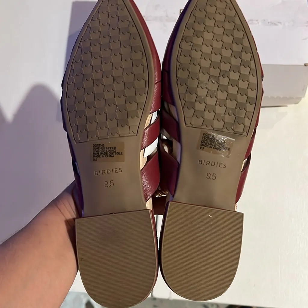 Birdies The Dove Burgundy Crossed leather Slip-On Flats 9.5 - Image 12