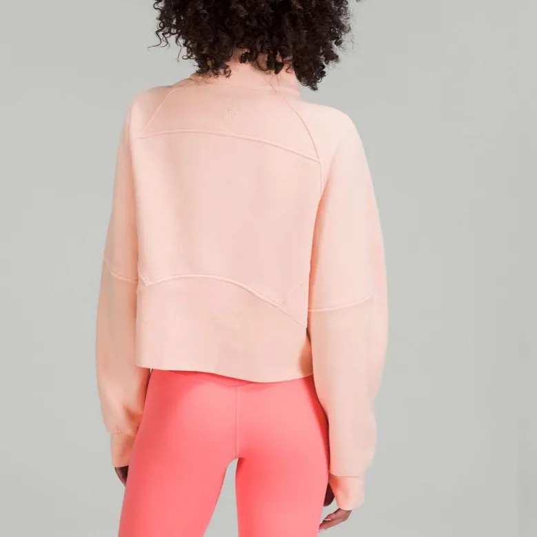 Lululemon Scuba Oversized Funnel Neck Half-Zip Peach Satin Size M/L - Image 2