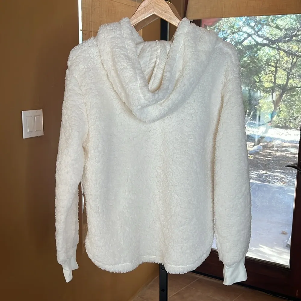 Miss Chievous Multi Color Blessed Cream Faux Sherpa Sweatshirt Hoodie Size Large - Image 9