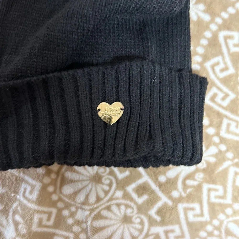 BETSEY JOHNSON RAINBOW POM POM BEANIE HAT HEART LOGO NWT - Image 3