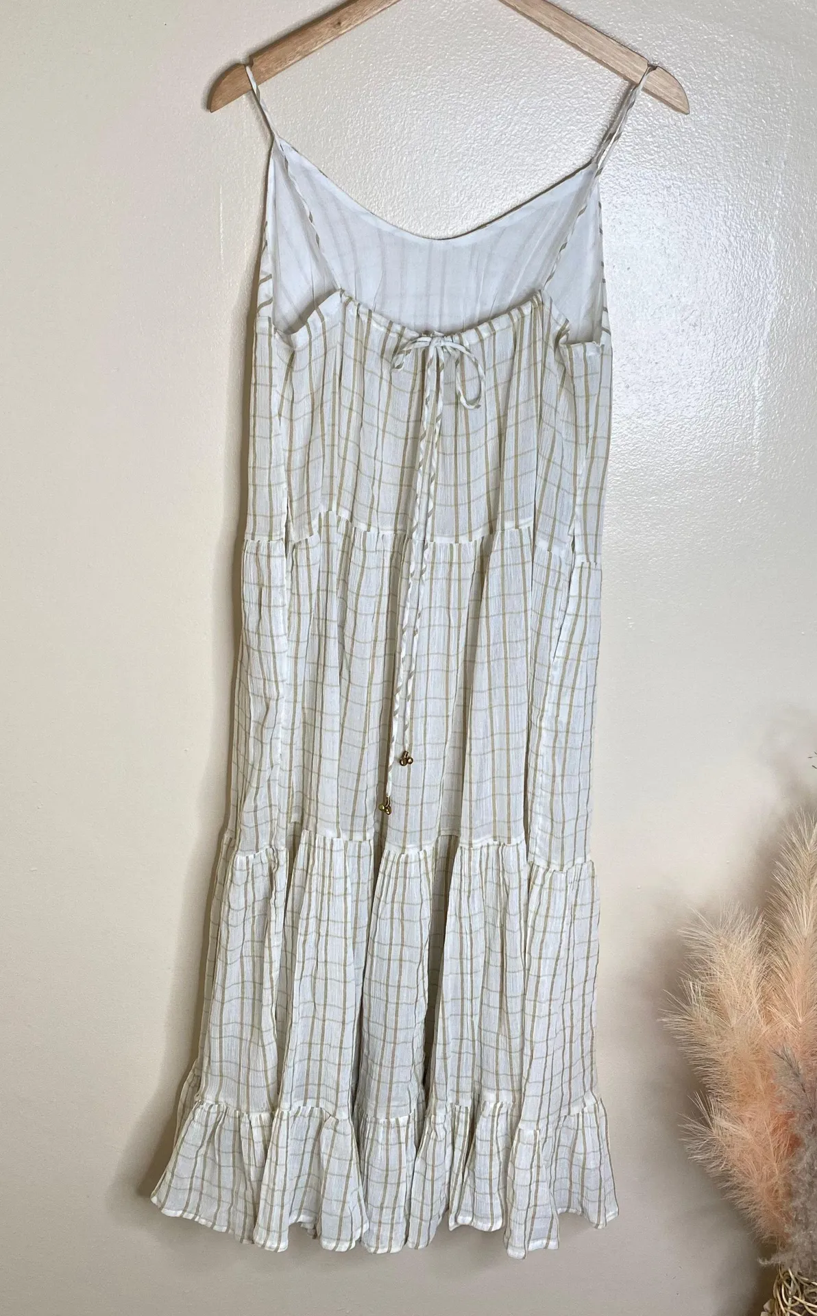 NWOT  check print tiered midaxi dress in ivory - Image 11