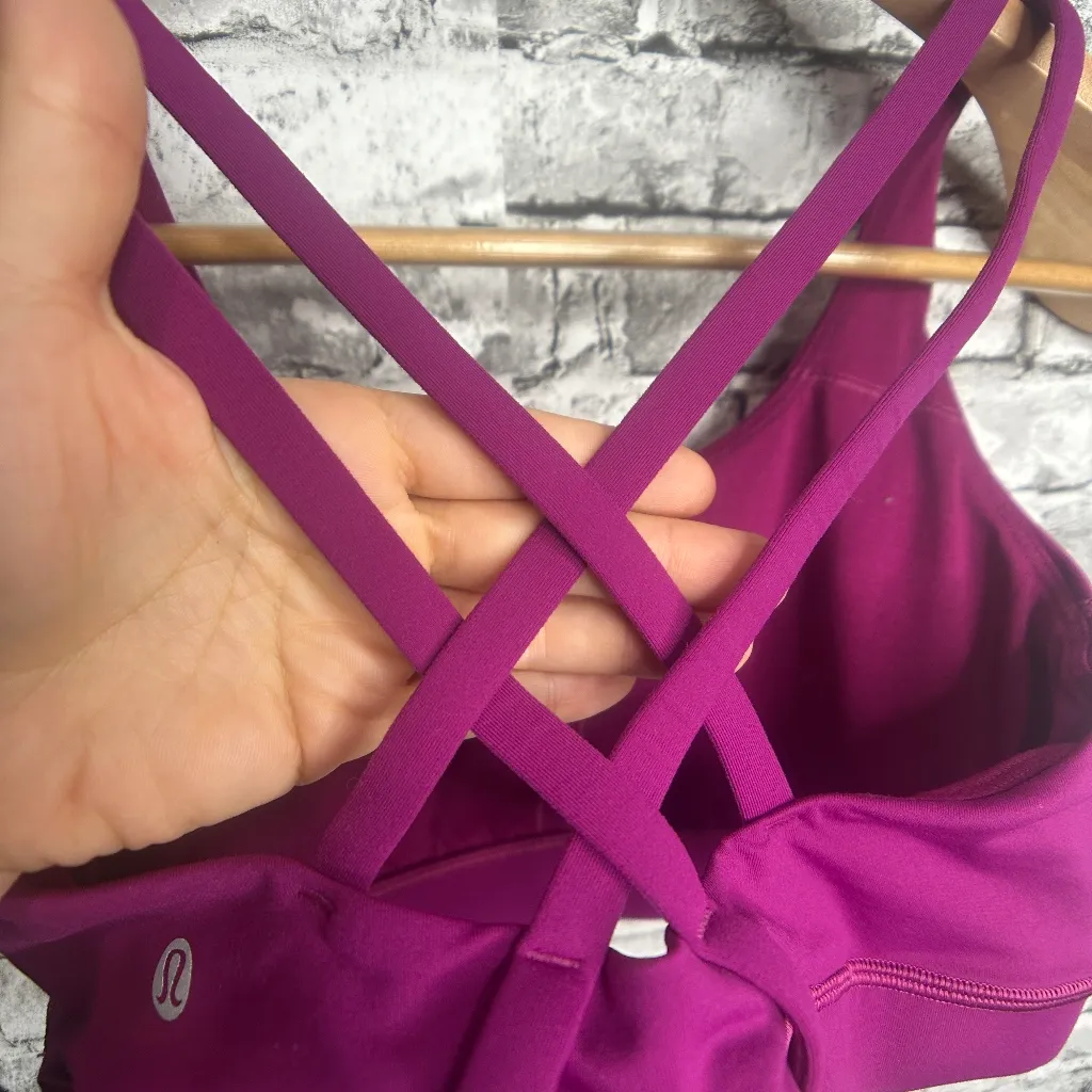 EUC Lululemon X Peloton Energy Bra Sports Bra Size 8 (Magenta) - Image 6