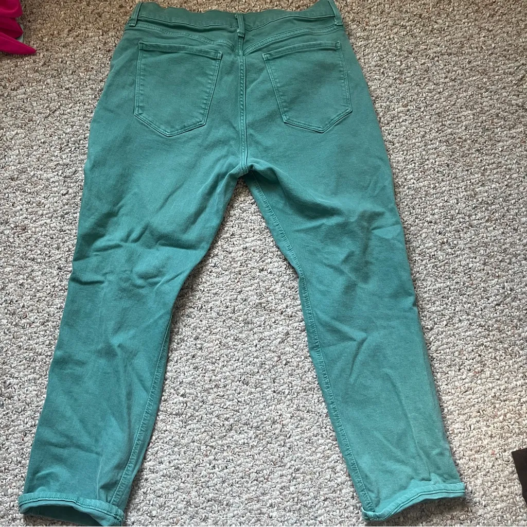 Old Navy Jeans Women’s Size 12 Teal Mid Rise Boyfriend Distressed Knee Stretch - Image 6