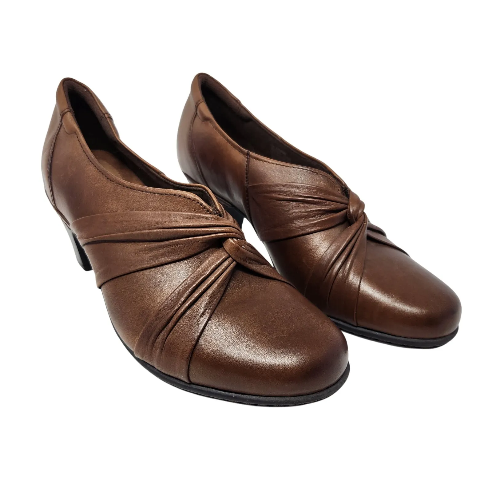 Cobb Hill Brown Leather Knot Slip On Classic Dress Pump Sandals CAI16BR Size 7W - Image 2