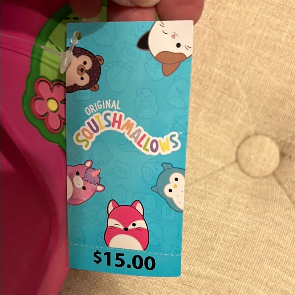 Squishmallows Pink and Green Slide Sandals Size 9 - Image 4